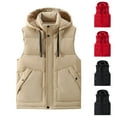 thumbnail image 1 of Bixock Fall and Winter Fleece Vests Jackets,Sleeveless Puffer Vests for Men,Men Casual Outwear Jackets Solid Color Sleeveless Detachable Hood Zip Up Warm Padded Jacket, 1 of 4