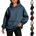 thumbnail image 1 of Bixock Fall/Winter Maternity Hoodies for Women Sweatshirts Long Sleeve Shirts Crew Neck Soild Color Loose Pregnant Casual Pullover Tops Soft Breathable Warm Daily Wear Maternity Clothings, 1 of 7