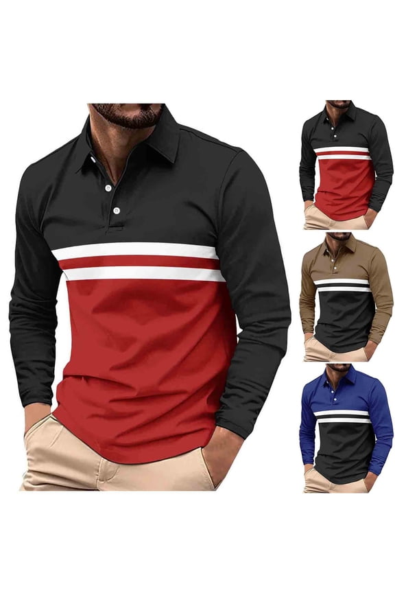 Fall/Winter Men Button-Up Shirts,Men Long Sleeved Shirts Tops,Men Casual Tops Striped Print Long Sleeve Shirt with Turn Down Collar and Button Placket Tops
