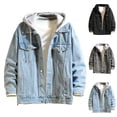 thumbnail image 1 of Bixock Fall/Winter Men Fleece Hoodie Jackets,Hooded Coats Lined Jacket for Men,Outwear Jackets for Men Solid Color Long Sleeve Hooded Denim Jacket with Button Pocket Outerwear Jackets, 1 of 5