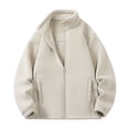 thumbnail image 1 of Bixock Fall/Winter Outerwear for Men Fleece Jackets Stand Collar Zip Front Long Sleeve Thick Thermal Outerwear With Side Patch Pockets Fall Winter Daily Layer Top Men Clothings, 1 of 3
