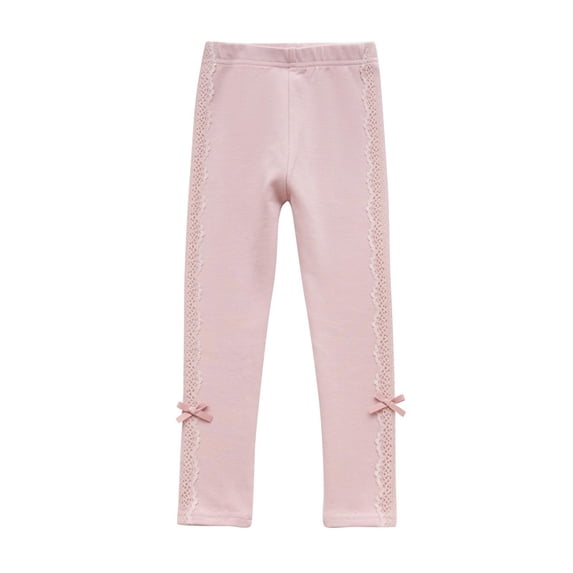 Bixock Fall/Winter Toddler Girls Sweatpants,Girls Workout Pants,Kids Leggings Bottoms Elastic Waist Lace Bow Daily Outer Casual Pants for Kids 2-10Years