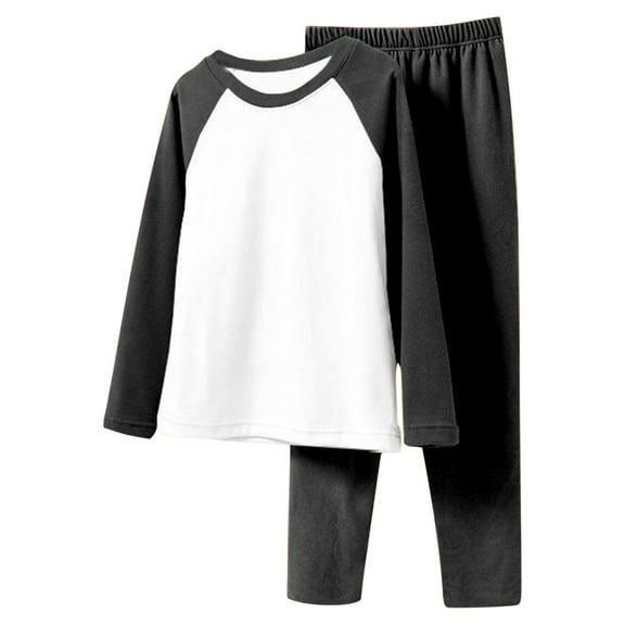 Bixock Fall and Winter Children Outfit Sets Color Block Round Neck Long Sleeve Top Elastic Waist Pants Warm German Fleece Loungewear Set Size 0-12Y