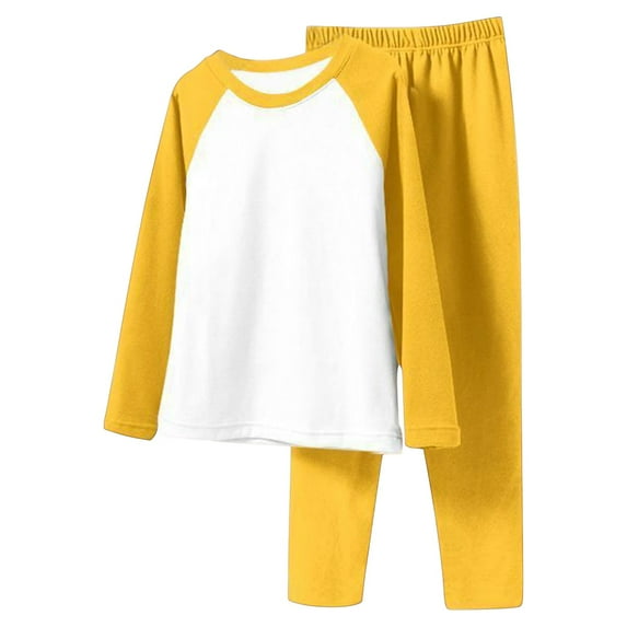 Bixock Fall and Winter Children Outfit Sets Color Block Round Neck Long Sleeve Top Elastic Waist Pants Warm German Fleece Loungewear Set Size 0-12Y