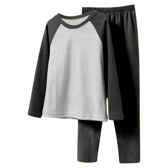 Bixock Fall and Winter Children Outfit Sets Color Block Round Neck Long Sleeve Top Elastic Waist Pants Warm German Fleece Loungewear Set Size 0-12Y