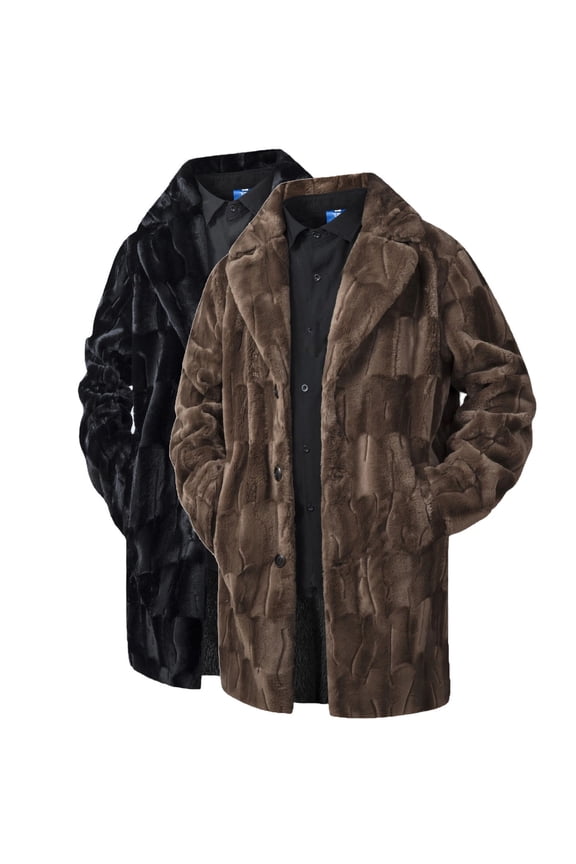 Fall and Winter Men Peacoats, Men Wool Coat Jackets, Men's Leopard Print Long Sleeve Lapel Collar Warm Faux Casual Outwear Jackets