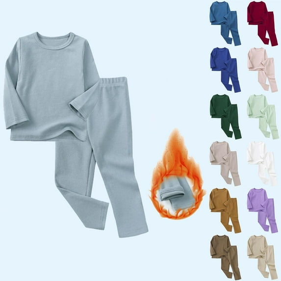 Bixock Fall and Winter Outfit Sets for Toddler Boys and Girls Solid Color Round Neck Long Sleeve Top Elastic Waist Pants Loungewear Set Size 9M-9Y