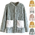 thumbnail image 1 of Bixock Fleece Pajamas for Women Loungewear Tops Sleep Cardigan Heart Print Flannel Long Sleeve V Neck Open Front Side Pocket Thick Warm Outdoor Indoor Women Clothings, 1 of 6