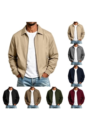 Flight Jackets for Men Light Weight Jacket Zip Up Stand Collar Long Sleeve Light Weight Relaxed Outerwear With Pockets Daily Casual Commute Layer Top Men Clothings
