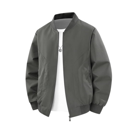 Bixock Flight Jackets for Men Zip Up Jacket Stand Collar Long Sleeve Light Weight Casual Outerwear With Multi Side Pockets Relaxed Daily Layer Top Men Clothings