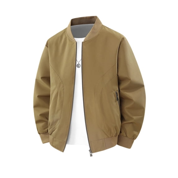 Bixock Flight Jackets for Men Zip Up Jacket Stand Collar Long Sleeve Light Weight Casual Outerwear With Multi Side Pockets Relaxed Daily Layer Top Men Clothings