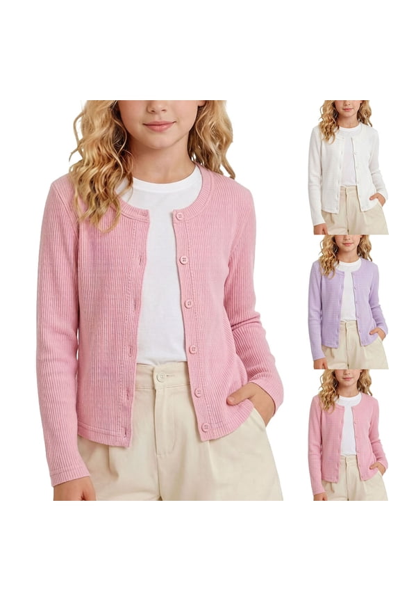 Girls Fall Cardigan Kids Sweater Cardigan Children Hooded Long Sleeve Solid Color Ice Silk Breathable Sun Protection Outerwear for 0-8 Years Girls Outdoor