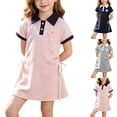 Bixock Girls School Uniform Dress with Pleats Short Sleeve Solid Color ...