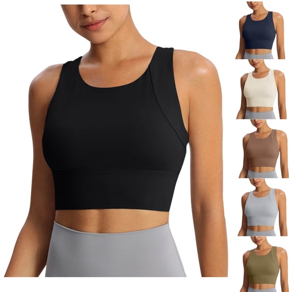 Bixock High Support Sports Bras for Women Solid Color Integrated Yoga Tank Top Built In Fixed Padding Shock Proof for Fitness Exercise Bra