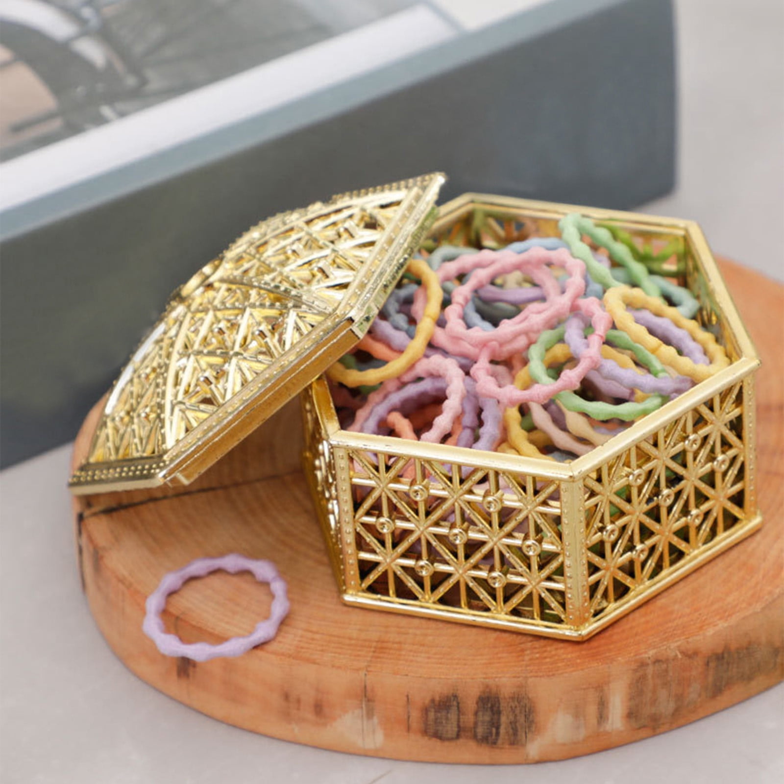 Bixock Home Decoration Ornaments Candy Box Personalized Hollow Gold ...