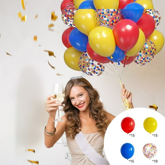 Bixock Home Decoration Ornaments Carnival Balloons 55pcs 12 Inch Red Blue Yellow Emulsion Balloons For Carnival Theme Birthday Party Decorations
