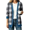 thumbnail image 1 of Bixock Jeans Cardigan for Womens Open Front Long Sleeve with Pockets Printed Loose Casual Outerwear Fall Winter Coats Daily Wear, 1 of 5