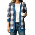 thumbnail image 1 of Bixock Jeans Cardigan for Womens Open Front Long Sleeve with Pockets Printed Loose Casual Outerwear Fall Winter Coats Daily Wear, 1 of 5