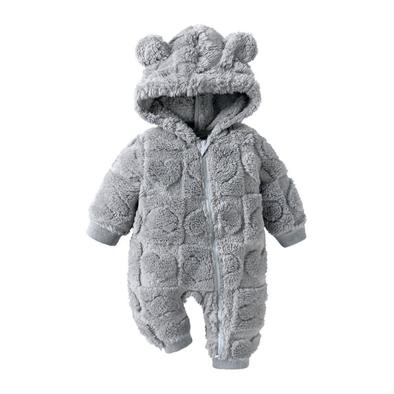 Bixock Kids Fall Winter Clothes,Toddler Boys and Girls Rompers,Baby Crawling Clothes Long Jumpsuit Baby Solid Color Printed Plush Jumpsuit Hooded Jumpsuit 0 Newborn Pajamas