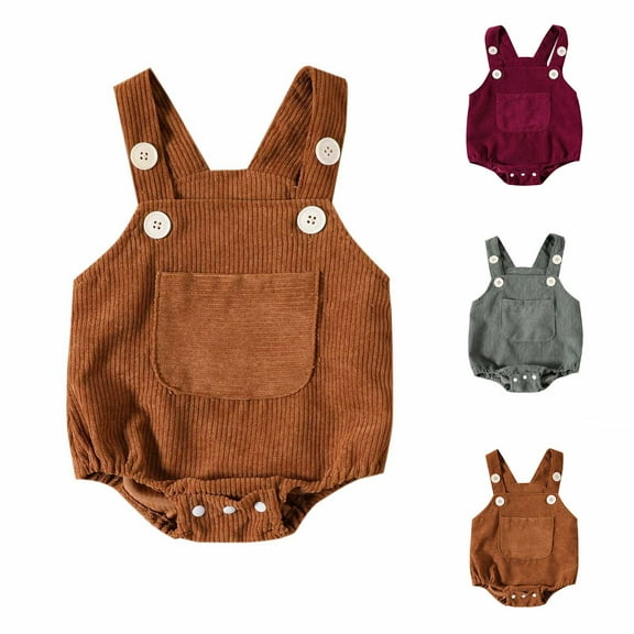 Bixock Kids Fall Winter Clothes,Toddler Boys and Girls Rompers,Baby Practice Crawling Suit Solid Color Pocket Jumpsuit Overalls Rompers