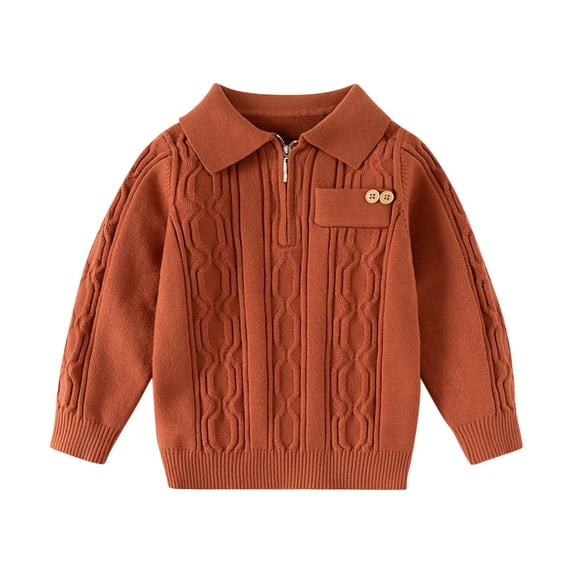 Bixock Kids Fall Winter Warm Clothes,Toddler Boys and Girls Sweaters,Children's Solid Color Lapel Long Sleeved Sweater Base Shirt Casual and Comfortable Knitted Top