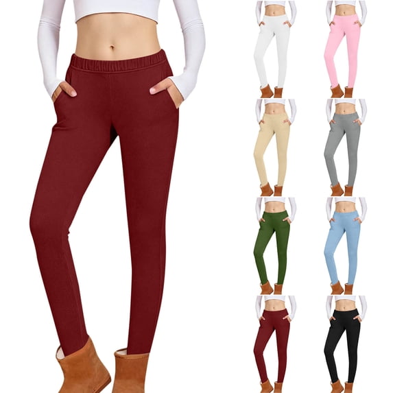 Bixock Leggings for Girls High Waist Yoga Pants Kids Elastic Waist Solid Color Side Pocket Slim Stretch Fall Sport Daily Wear Size 14-15Years