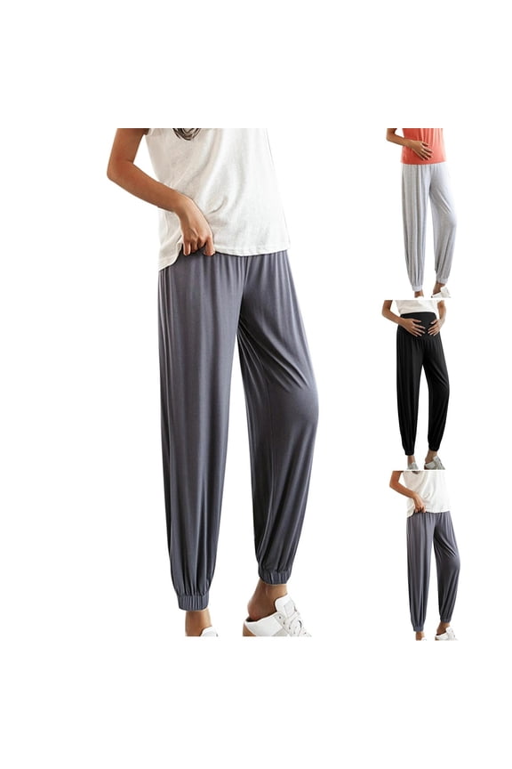 Maternity Pants,Womens Over The Belly Pants,Pregnant Leggings Shortened Pregnant Pants Casual Pregnant Cropped Pants