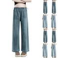 thumbnail image 1 of Bixock Maternity Pants,Womens Over The Belly Pants,Pregnant Side Drawstring Pocket Jeans Straight Leg Pants Casual Cropped Pants Worn Outside, 1 of 5