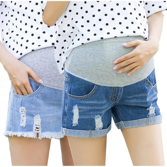 Bixock Maternity Pants,Womens Over The Belly Pants, Woman Fashion Solid Color Elastic Waist Pockets Shorts Jeans