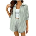thumbnail image 1 of Bixock Maternity Pants,Womens Over The Belly Pants,Women's Maternity Clothing Two-piece Loose Striped Off Shoulder Shirt Top Shorts Set, 1 of 5