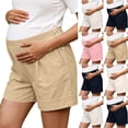 thumbnail image 1 of Bixock Maternity Shorts High Waisted Over The Belly Workout Cargo Pants with Pockets Cotton Linen Blend Wide Leg Pregnancy Pants with Pockets Maternity Clothes, 1 of 6