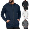 thumbnail image 1 of Bixock Casual Tops for Men,Blouse for Men,Men Casual Tops Solid Color Stretch Dry Sport Hoodie with Zipper Pockets Tops, 1 of 5