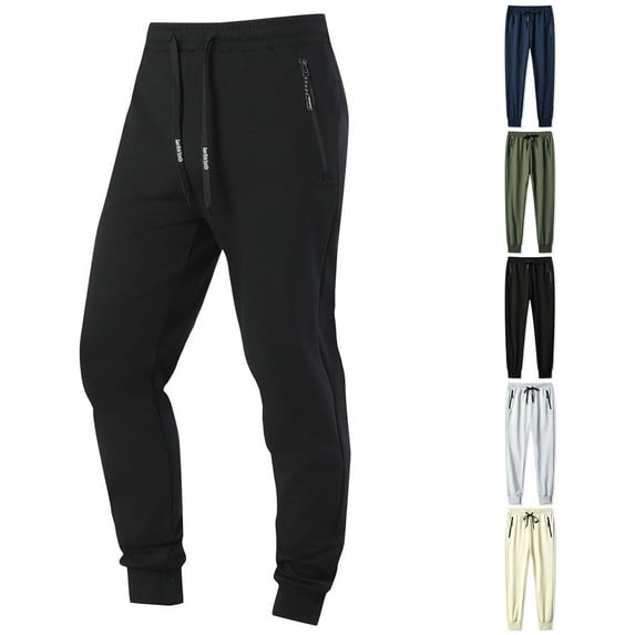 Bixock Men Cargo Jogger Sweatpants,Wide Leg Pant,Men Casual Pants Casual Sport Zipper Pocket Jogger Ankle Solid Color Elastic Waist Long Pants