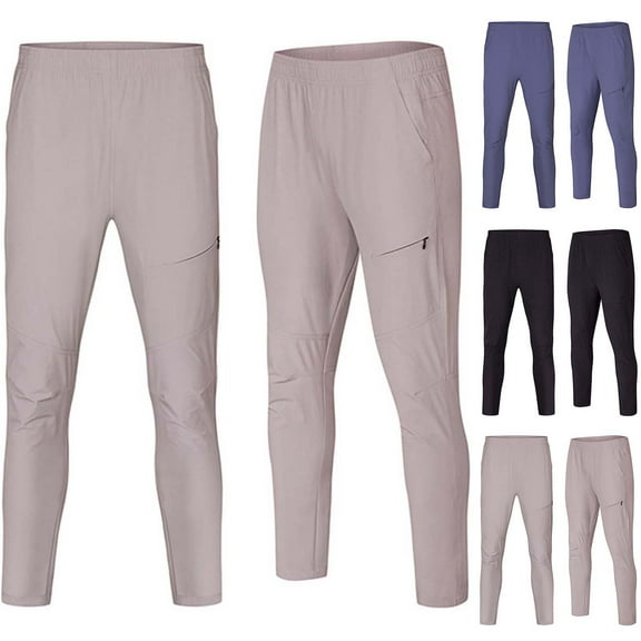 Bixock Men Cargo Jogger Sweatpants,Wide Leg Pant,Men's Pants Solid Color Zipper Pocket Stretch Fabric Running Training Tight Breathable Long Pants