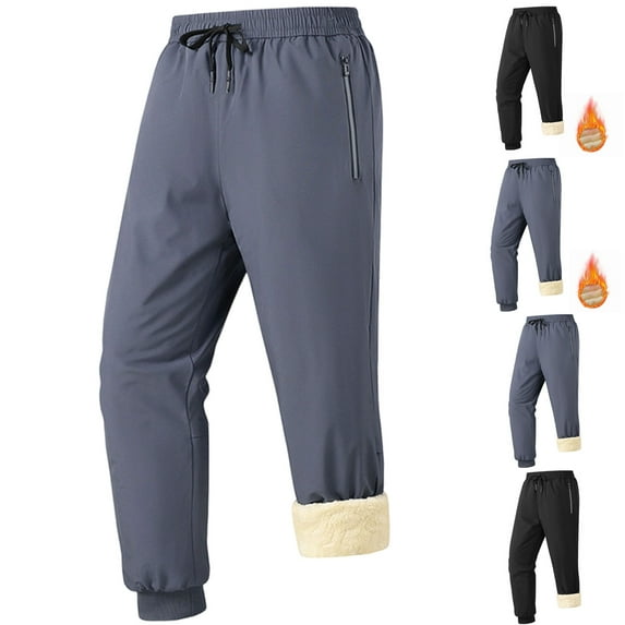 Bixock Men Cargo Work Pants,Fleece Drawstring Hoodie,Men Casual Pants Solid Color Work Cargo Drawstring Elastic Waist Multi Pocket Winter Warm Long Pants