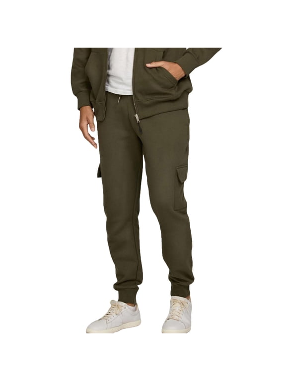 Men Cargo Work Sweatpant,Wide Led Pants,Men Casual Pants Solid Color Fleece Lined Jogger Ankle Elastic Waist Sport Workout Long Pants