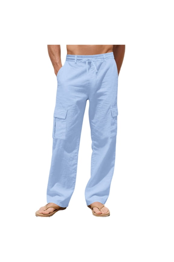 Men Cargo Work Sweatpant,Wide Led Pants,Men for Pants Solid Color Multi Pocket Work Cargo Elastic Waist Drawstring Everyday Casual Straight Leg Long Pants