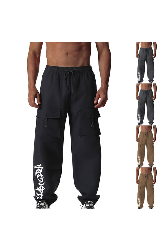 Men Cargo Work Sweatpant,Wide Led Pants,Men for Pants Solid Color Jogger Ankle Work Cargo Multi Pocket Versatile Long Pants