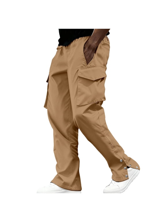 Men Cargo Work Sweatpant,Wide Led Pants,Men's Pants Casual Solid Color Knit Texture Drawstring Elastic Waist Pocket Long Pants