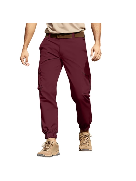 Men Cargo Work Sweatpant,Wide Led Pants,Men's Pants Outdoor Solid Color Elastic Waist Drawstring Multi Pocket Jogger Cargo Long Pants