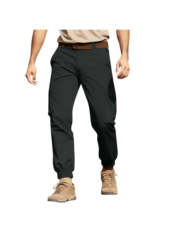 Men Cargo Work Sweatpant,Wide Led Pants,Men's Pants Outdoor Solid Color Elastic Waist Drawstring Multi Pocket Jogger Cargo Long Pants