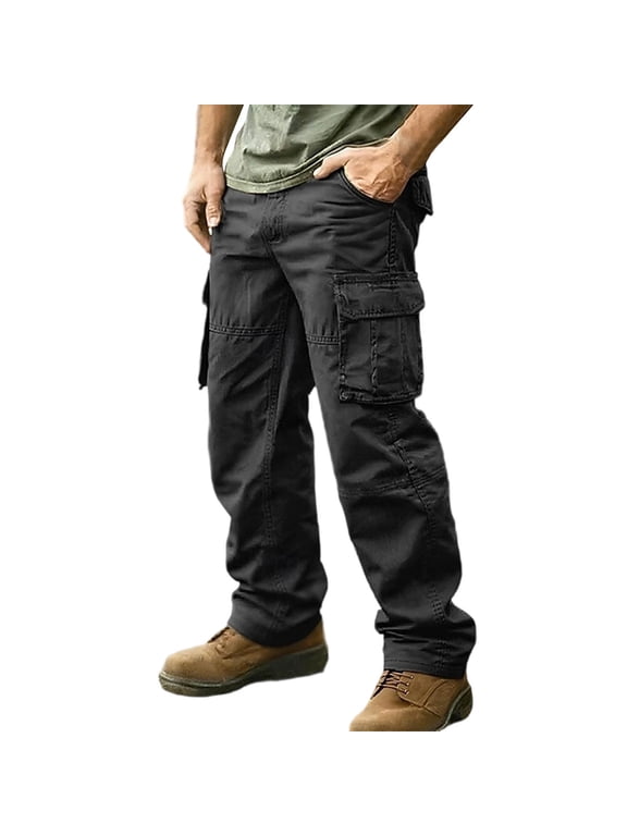 Men Cargo Work Sweatpant,Wide Led Pants,Men's Pants Outdoor Solid Color Tape Closure Zipper Pocket Work Cargo Long Pants