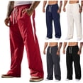 thumbnail image 1 of Bixock Men Drawstring Joggers Sweatpants,Men Cargo Pants,Men for Pants Solid Color Linen Elastic Waist Button Cuff Sport Outdoor Long Pants, 1 of 4