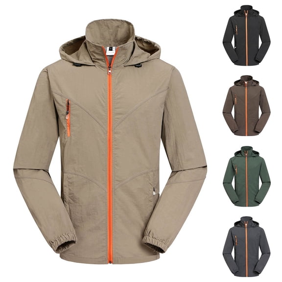 Bixock Men Fall/Winter Big Tall Coats,Men Fleece Faux Trucker Jackets,Men Solid Color Long Sleeve Hooded Zippered Pockets Breathable Dry Sport Outerwear Jackets