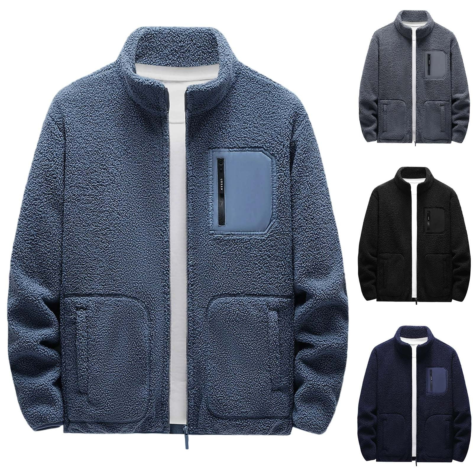 Bixock Men Fall and Winter Fleece Shirt Jackets, Men Sherpa-Lined ...