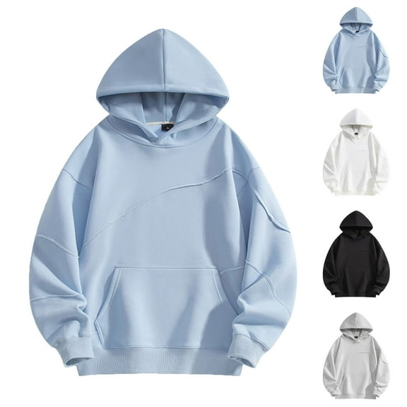 Bixock Men Fall and Winter Hoddie Tops,Long Sleeved Shirts Tops for Men,Men Casual Tops Solid Color Abstract Line Pattern Long Sleeve Hooded Pullover Sweatshirt Tops