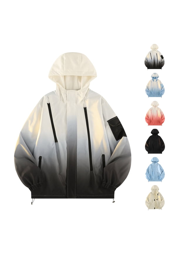 Men Fall and Winter Raincoats Jackets,Men Waterproof Outdoor Jackets,Men Warm Outwear Jackets Print Long Sleeve Hooded Zip Up Workwear Windproof Waterproof Jacket