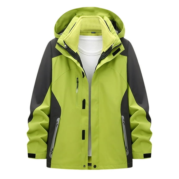 Bixock Men Fall and Winter Raincoats Jackets,Men Waterproof Outdoor Jackets,Men Warm Outwear Jackets Solid Color Color Block 3 in 1 Detachable Hood Workwear Outdoor Jacket