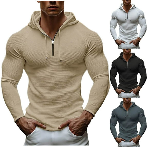 Bixock Casual Tops for Men,Sweater for Men,Men Casual Tops Solid Color Stand Collar Full Zip Long Sleeve Casual Sweatshirt Tops
