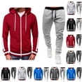 thumbnail image 1 of Bixock Men Jogging Suits Set,Men's 2 Piece Sweatsuit Outfits Solid Color Hooded Full Zip up Sweatshirt Soft Casual Daily Wear Long Pants Set, 1 of 6